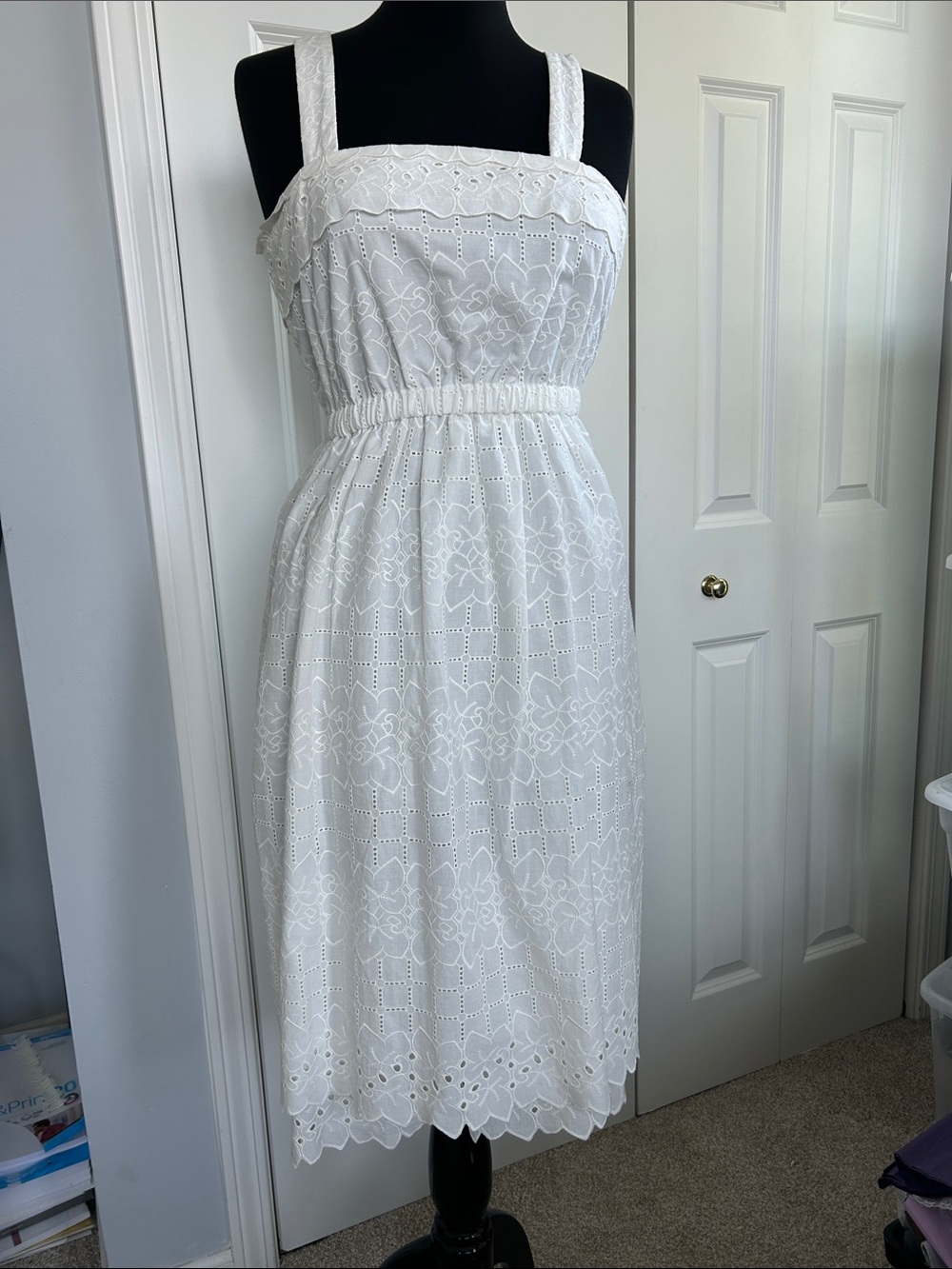 Madewell White Eyelet Midi Sundress